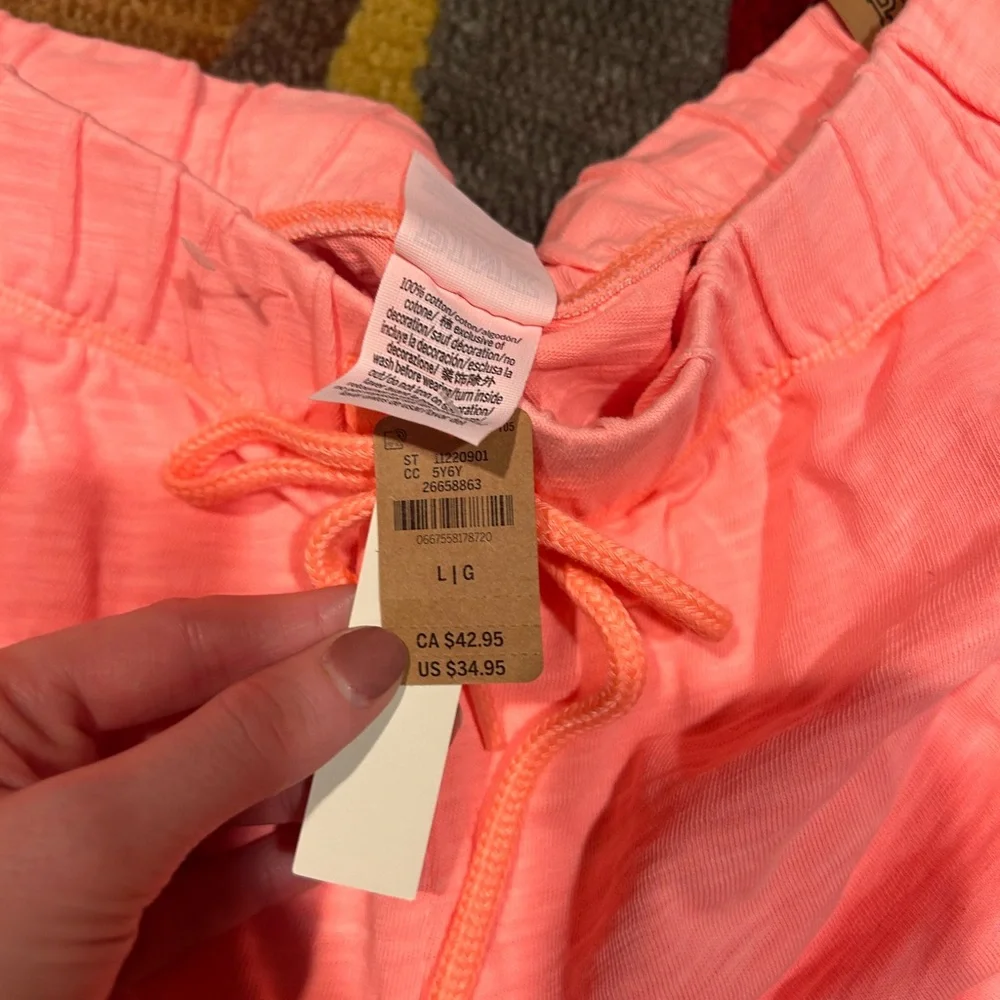 NWT Victoria’s Secret PINK Bright Coral Pink Thin Lightweight Jogger Pants Large - Picture 3 of 6